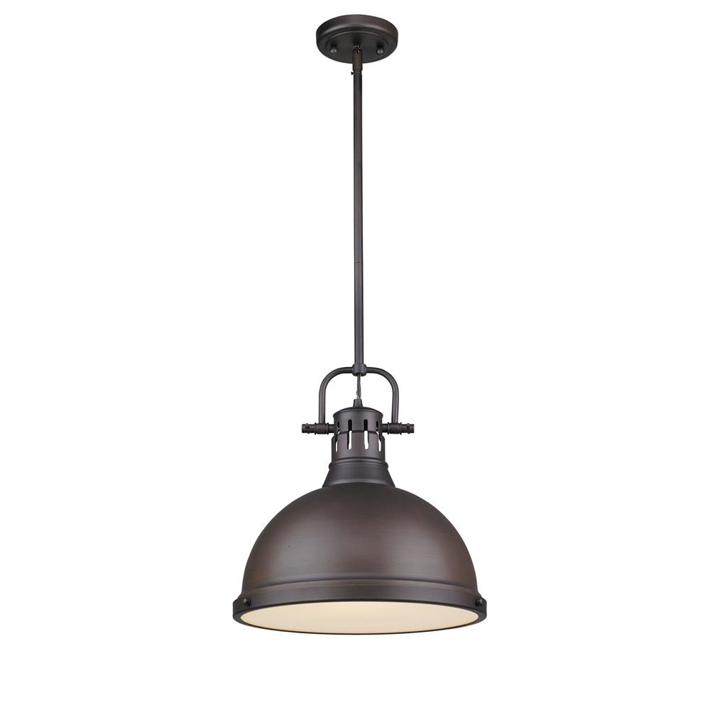 Golden Lighting 3604-L RBZ-RBZ Duncan RBZ 1 Light Pendant with Rod in the Rubbed Bronze finish with Rubbed Bronze